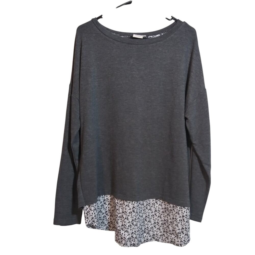 Simple by Suzanne Betro Knit Pullover Layered Mixed Media Sweater Casual Size XL
